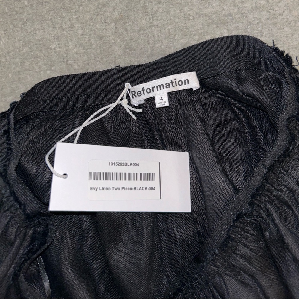 Reformation Evy Black Linen Skirt NWT